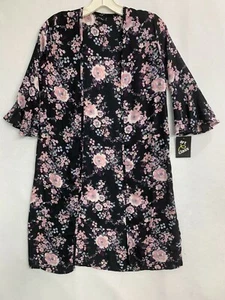 Art Class Ebony Girls L 10 - 12 Floral Wrap Top Black / Pink - Picture 1 of 6