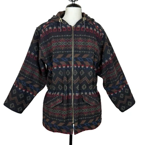 Vtg Woolrich Aztec Navajo Southwest Native Blanket Jacket Coat Wool USA Sz M Zip - Picture 1 of 15