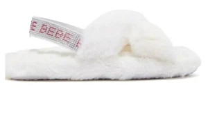 BEBE Girl Faux Fur Cross Strap Slippers - Girls size L 2/3 - Picture 1 of 5