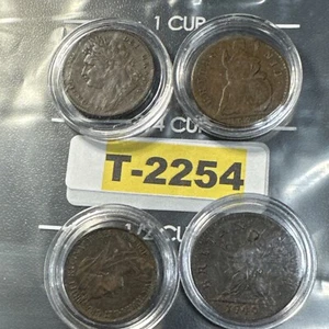 Lot of 4 Vintage British Coins w/ 1822 Farthing, 1673 Farthing, 1749 Half T-2254 - Imagen 1 de 12