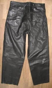 Enjoy Men's Leather Jeans/Leather Pants IN Black From Smooth Approx. W35/L30 - Picture 1 of 4