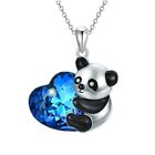 Panda Cute Kawaii Spirit Animal Blue Crystal Necklace Pendant + Free Gift Bag