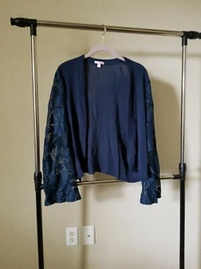 Bongo Small Blue Butterfly Lace Sleeve Cardigan - Picture 1 of 3