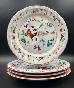 4er Set Farberware WEISS WEIHNACHTEN #391 10,5" Essteller - 1995 Vintage Posten Neu - Bild 1 von 7