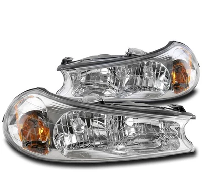FOR 1998 1999 2000 FORD CONTOUR REPLACEMENT CHROME SET HEADLIGHTS HEADLAMPS NEW - Image 1 of 4