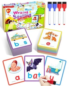 CVC Word Writing & Spelling Flash Cards, Preschool Learning Toddler Activitie... - Picture 1 of 6