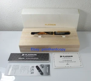 Platinum Maki-e Slim Red Mount Fuji Fountain Pen 18k Gold Nib F nib ! - Picture 1 of 6