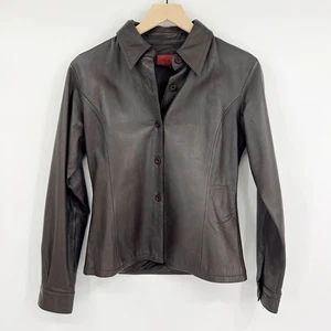 Camisa Chaqueta Vintage Nicola Berti Años 90 Y2K Cuero Marrón Talla Pequeña - Imagen 1 de 8