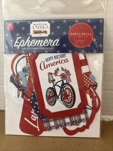 CARTA BELLA "GOD BLESS AMERICA" EPHEMERA STANZFORMEN 4. JULI PATRIOTIC SCRAPJACK'S - Bild 1 von 2