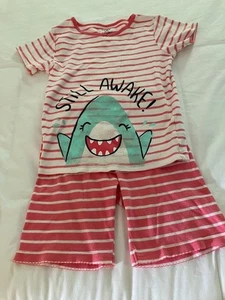 Carter's pajama set, size 10, pink stripes, smiling shark, seldom worn. - Picture 1 of 8