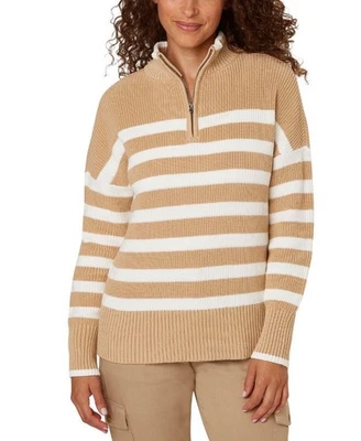 Lands' End Women's Rib-Knit Trim Quarter Zip Warm Sweater XL 16-18 - Image 1 of 4