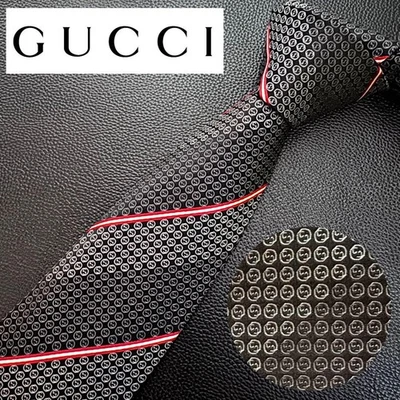 New Unused Gucci Neck Tie Black Silver Red Striped 100%Silk Made in Italy - Image 1 of 4