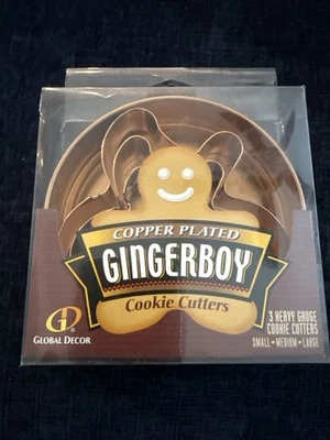 Cortadores de galletas Gingerboy enchapados en cobre Global Decor con estuche de almacenamiento - 3 tamaños Foto 1 de 2