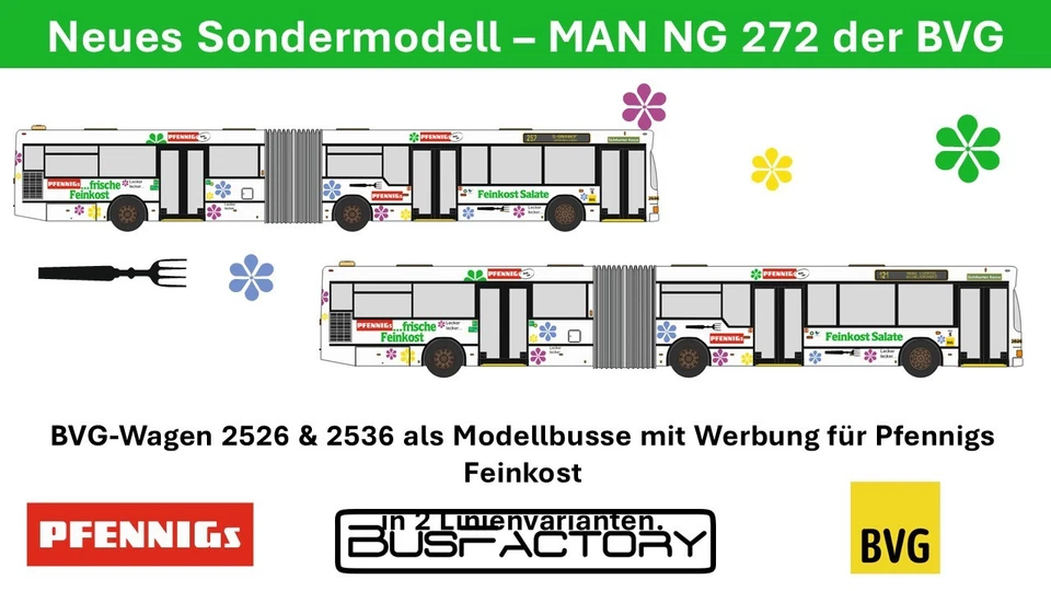 Rietze MAN NG 272 Gelenkbus der BVG Vollwerbung "Pfennings F." Vorbestellung! - Bild 1 von 1