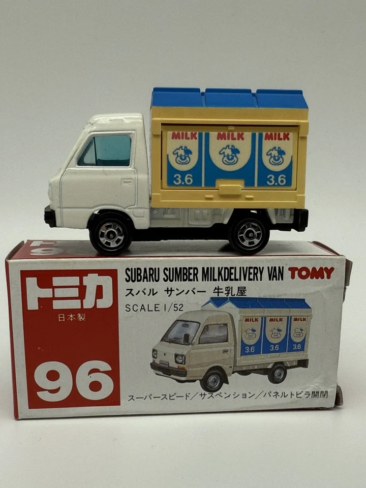 Furgoneta de reparto de leche vintage Tomy Tomica Subaru Sambar No. 96 escala 1:52 Foto 1 de 4