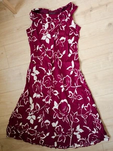 Alex&Co viscose and silk PARTY floral wine red dress size UK 12 - Picture 1 of 5