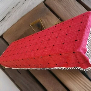 Cotton Linen Embroidery Tassel Tablecloth,RED Square TASSELS Table Covers - Picture 1 of 2