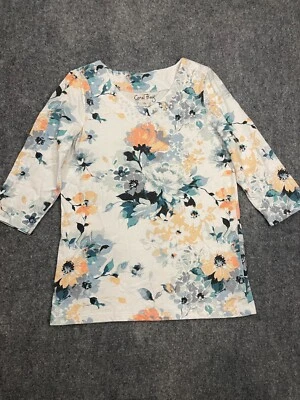 CORAL BAY Shirt Womens Small S Short Sleeve Shirt Floral Colorful Embellished - Image 1 of 4