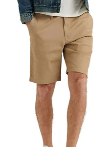 Lucky Brand Mens Khaki Beige Stretch Twill Flat Front Shorts Sz 30W 5921-9 - Picture 1 of 3