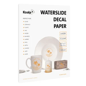 Koala 10 Sheets Premium LASER CLEAR Waterslide Decal Transfer Paper 8.5x11 DIY