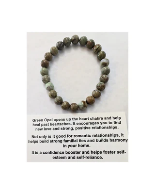 Pulsera de ópalo verde, para ayudar a la angustia, cristal con cuentas de 8 mm Foto 1 de 2