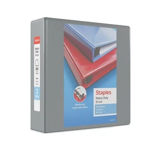 Staples Heavy-Duty 3-Inch D 3-Ring View Binder Gray (26368) 976043 - Picture 1 of 7