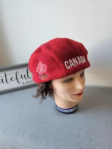 ROOTS 1998 Olympics Canada Fleece Hat Nagano Red Poor Boy Newsboy Beret Adult XL - Picture 1 of 6