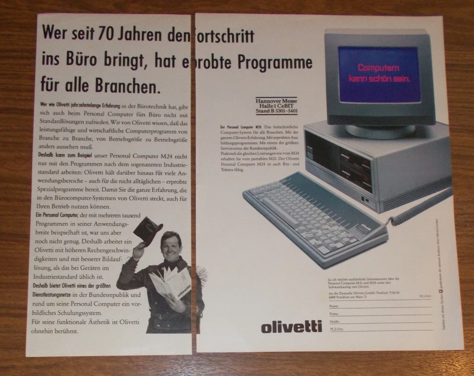 Seltene Werbung OLIVETTI M24 Personal Computer - Schornsteinfeger 1984 - Image 1 of 1