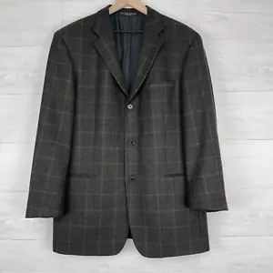 HUGO BOSS Sport Coat Suit Jacket Blazer Men Size 42 R Green Plaid Pure Wool USA - Picture 1 of 16