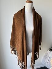 Women’s LEATHER/ SUEDE Has Tassels One Size Shawl Wrap AS NEW MADE IN SPAIN