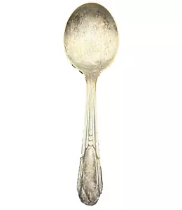 Cuchara bebé vintage Fairfield placa de plata Art Deco patrón de tulipán - Imagen 1 de 10