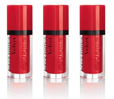 3-PACK Bourjois IT'S REDDING MEN Rouge Edition Velvet Matte Lipstick # 18 TESTER - image 1 of 4