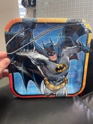PLATOS DE PAPEL GRANDES BATMAN (8) ~ Suministros de fiesta de cumpleaños cena almuerzo superhéroe Foto 1 de 2