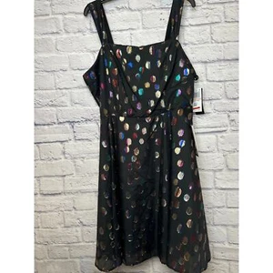 City Studios Plus Black Party Dress w/Colorful Iridescent Pattern Size 14W NWT - Picture 1 of 4