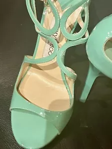 Jimmy Choo 38,5 High Heel 1x getragen Megafarbe Türkis Mintfarben Leder wie neu - Bild 1 von 15