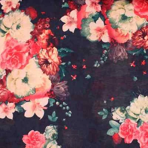 Floral Bouquet Single Knit Jersey Stretch Pattern Spandex Soft Women Kids Fabric - Picture 1 of 6