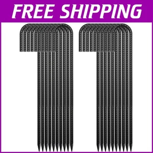 Multipurpose 24" Heavy-Duty Steel Rebar Stakes - Black Powder Coated 20pcs Pack - Picture 1 of 9