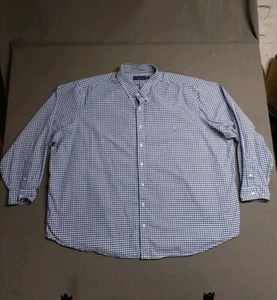 Ralph Lauren Hemd Herren 4XB Oxford Blau Gingham Kariert Knopfleiste Fleisch Pony EUC 👌 - Bild 1 von 11