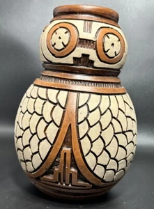 Studio Brazilian Art Pottery OWL Vase Hand Made 9.25" Red Clay Vessel Beautiful - Picture 1 of 7