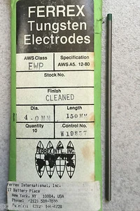 1 SOLO ELECTRODO Soldar TUNGSTENO PURO VERDE Soldadura TIG 4,0x150 Hecho en USA - Imagen 1 de 1
