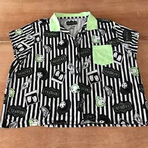 Pigiama donna Beetlejuice top 2x nero a righe tasca colletto manica corta - Foto 1 di 15
