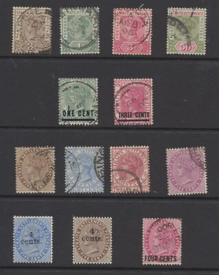 Estampillas de asentamientos del estrecho de Malasia 1892-1899 SG93/7;99;100/2;104;106/7;109 Foto 1 de 4