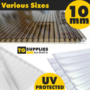 Feuilles de toiture en polycarbonate de 10 mm protégées contre les UV 10 mm feuilles en plastique jumelles