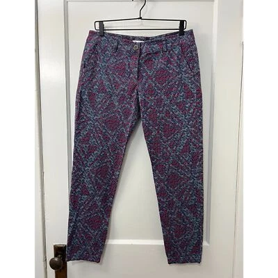 CAbi Women's Palm Beach Floral Crop Pants Blue Pink Cotton Style #806 Size 8 - Image 1 of 4