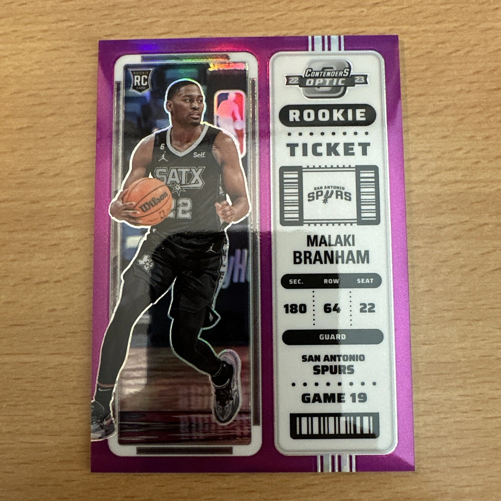 2022-23 Contenders Optic Malaki Branham RC Purple Rookie Ticket 1/15 Spurs