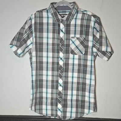 Zoo York Plaid Button-down, Gray/Blue/White, Mens Size Large - Image 1 of 4