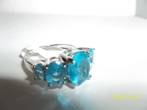 NEW! aqua marine colored oval stone fashion ring sz 6 - Picture 1 of 4