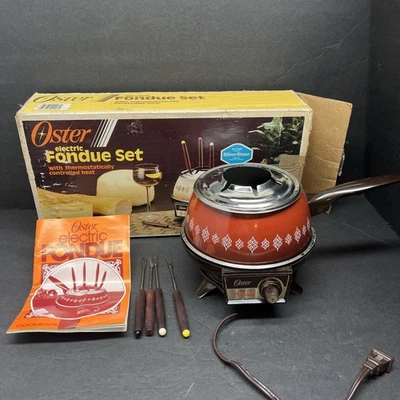 Vintage 1980's OSTER Electric Fondue Set, Flame Original Box Model 681-47 Tested - Image 1 of 4