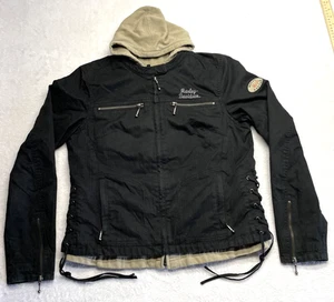 Harley Davidson Horizon 3 in 1 Damen Große L Jacke schwarz abnehmbare Kapuze Weste - Bild 1 von 23