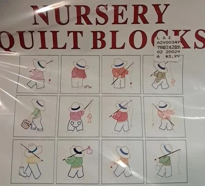 "Edredón Jack Dempsey estampado bordado 9"" 12 cuadrados niños pequeños pesca nuevo en paquete" Foto 1 de 4